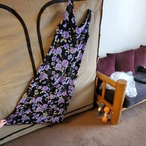 Sleeveless Black Floral print long summer dress